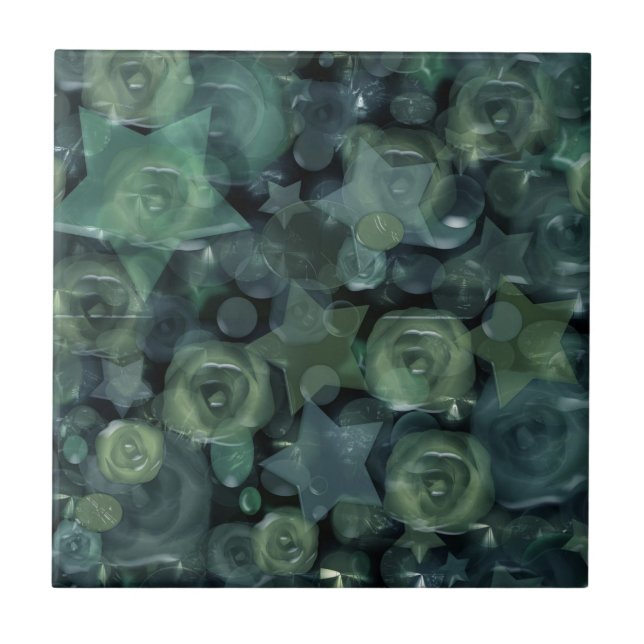 Glass, stars , roses tile (Front)