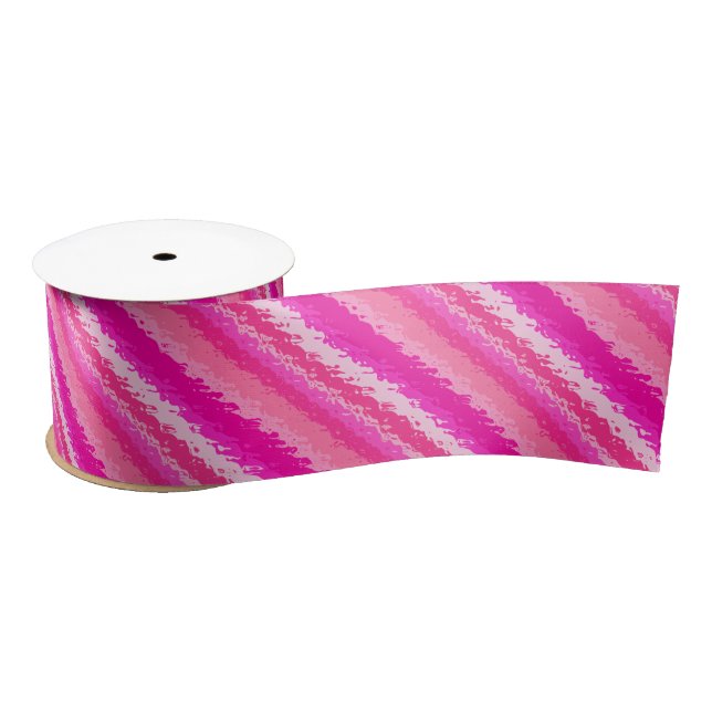 Glass Stripes in Shades of Fuchsia Pink Satin Ribbon (Spool)