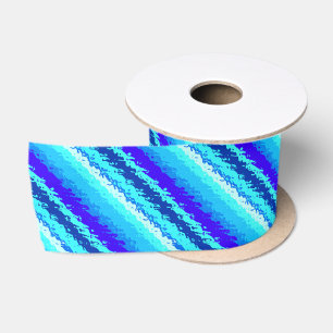 Glass Stripes in Shades of Sapphire Blue  Satin Ribbon