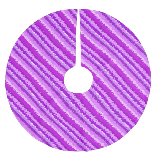 Glass stripes - shades of amethyst purple brushed polyester tree skirt (Front)