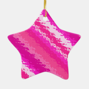 Glass stripes - shades of deep pink ceramic tree decoration