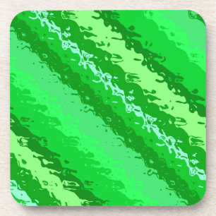Glass stripes - shades of emerald green coaster