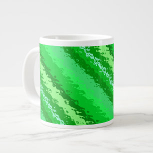 Glass stripes - shades of emerald green large coffee mug