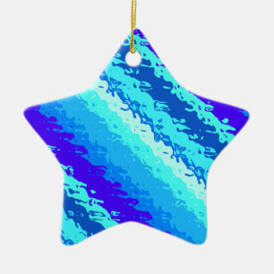 Glass stripes - shades of ocean blue ceramic tree decoration