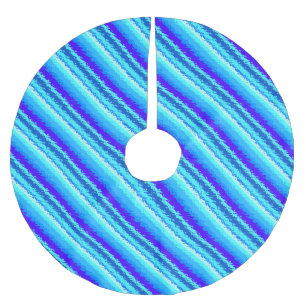 Glass stripes - shades of sapphire blue brushed polyester tree skirt