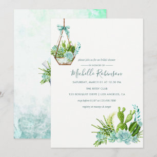 Glass Terrarium Succulent Bridal Shower Invitation