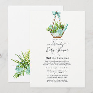 Glass Terrarium Succulents Drive By Shower Invitation