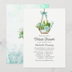 Glass Terrarium Succulents Virtual Baby Shower Invitation