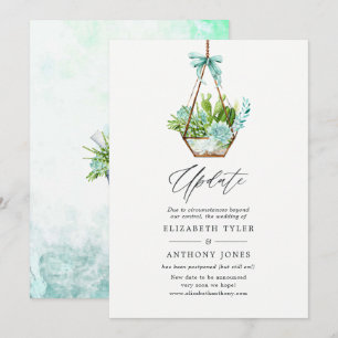 Glass Terrarium Succulents Wedding Update Invitation