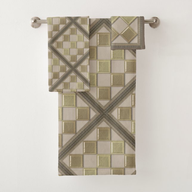 Glass tile 3D beige colour Bath Towel Set (Insitu)