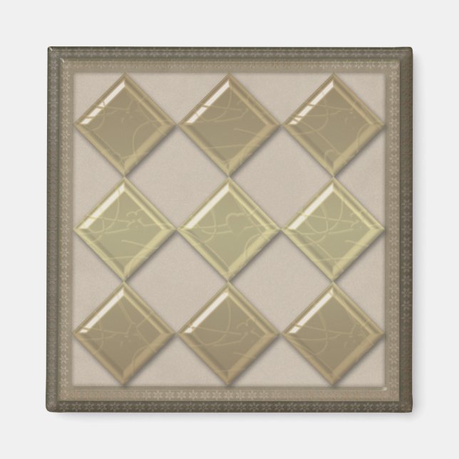 Glass tile 3D beige colour Magnet (Front)