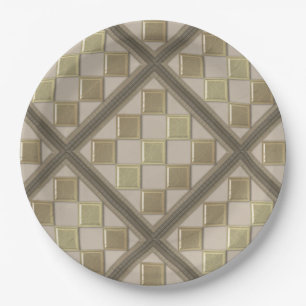 Glass tile 3D beige colour Paper Plate