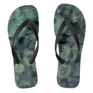 Glass tile 3D liquid roses and stars Flip Flops