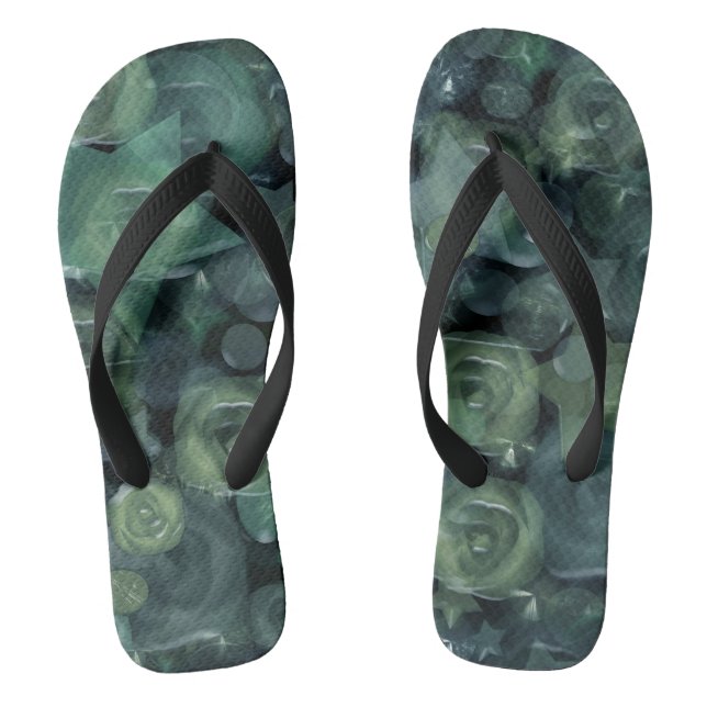 Glass tile 3D liquid roses and stars Flip Flops (Footbed)