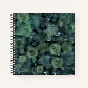 Glass tile 3D liquid roses and stars Notebook