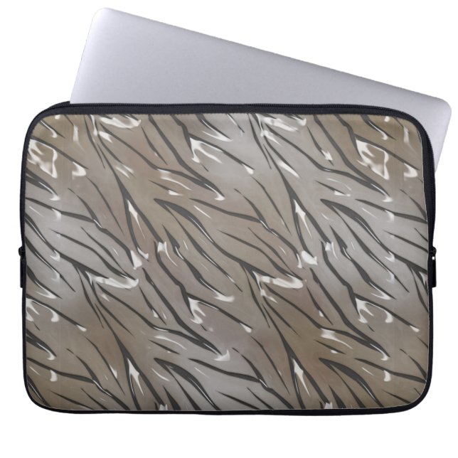 Glass tile 3D liquid tiger zebra skin leather  Laptop Sleeve (Front)