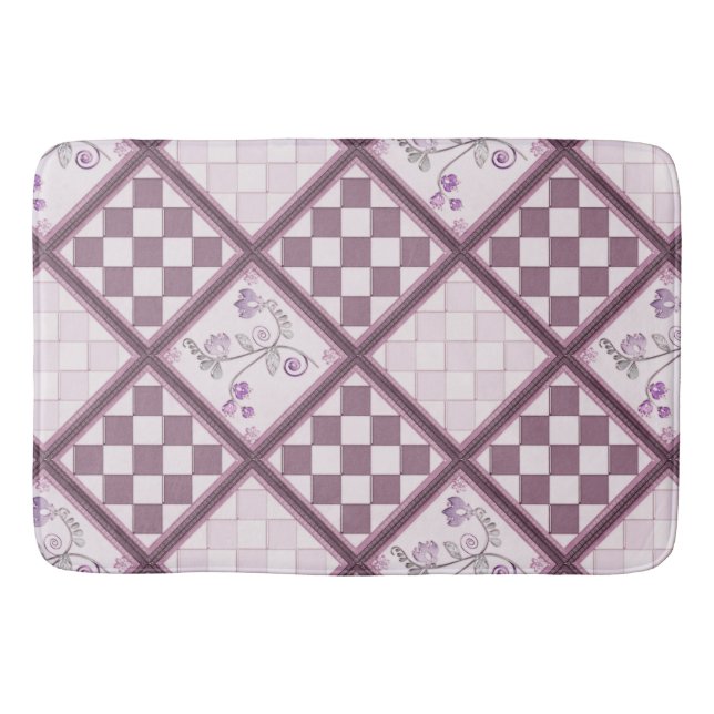 Glass tile 3D purple colour Bath Mat (Front)