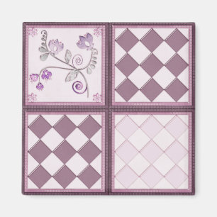 Glass tile 3D purple colour Magnet