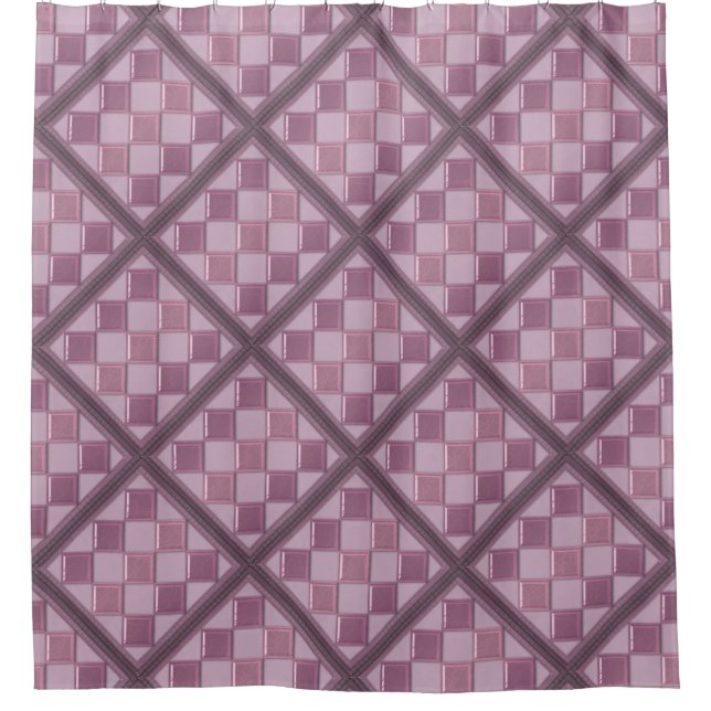 Glass tile 3D purple colour Shower Curtain (Front)
