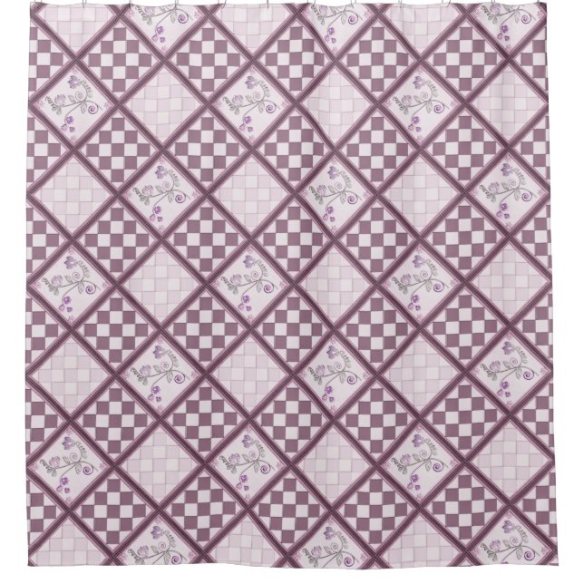 Glass tile 3D purple colour Shower Curtain (Front)