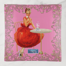 Glass Tray Sq Pink(Framed Bliss) RFPMDesigns©️2024