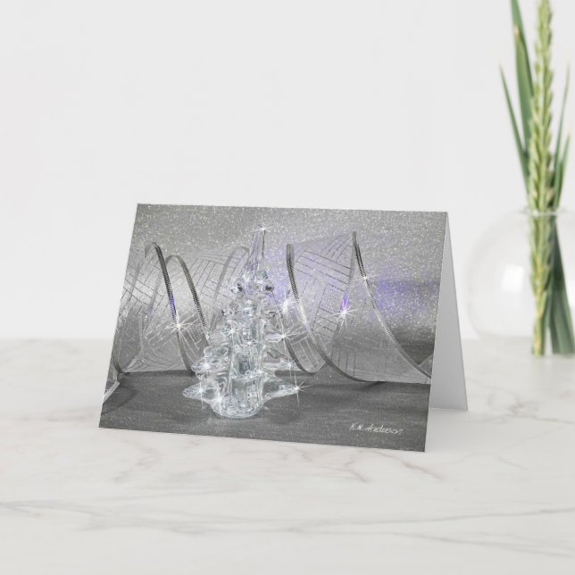 Glass tree with ribbons holiday card (Front)