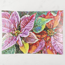 Glass Trinket Tray - SG Pink/Red Poinsettias
