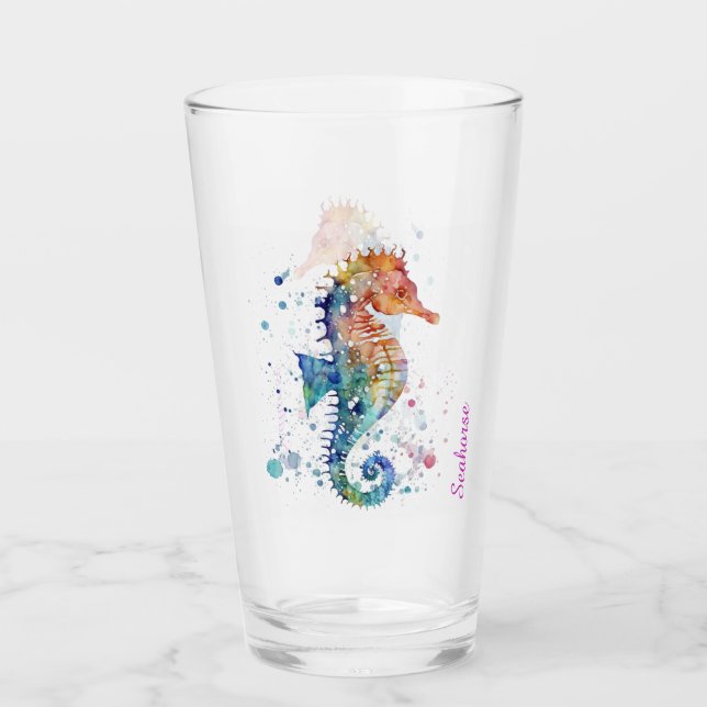 Glass Tumbler - Seahorse Sealife (Front)