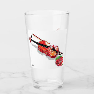 Glass Tumbler Violin with Rose