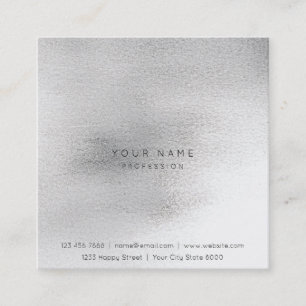 Glass White Gray Silver  Brush Ombre Square Vip Business Card