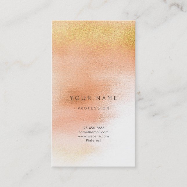 Glass White Peach Gold Peach Ombre Stylist Vip Business Card (Front)