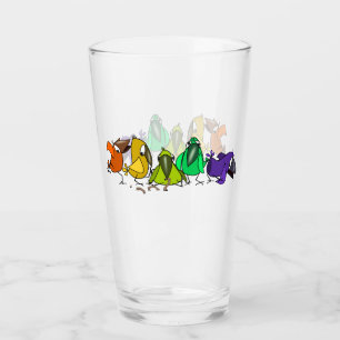 Glass with Colourful Birds