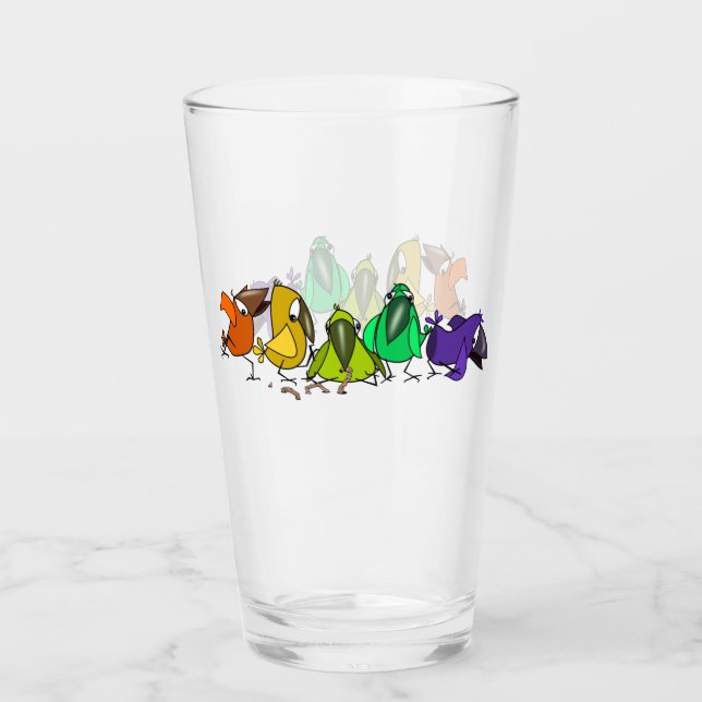 Glass with Colourful Birds (Front)