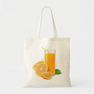 Glass with orange juice tote bag