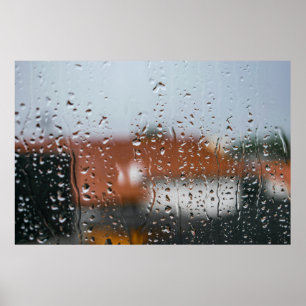 Glass with raindrops poster