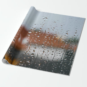 Glass with raindrops wrapping paper