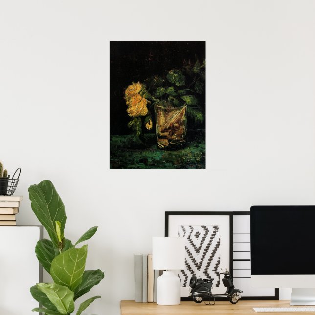 Glass with Roses by Vincent van Gogh Poster (Home Office)