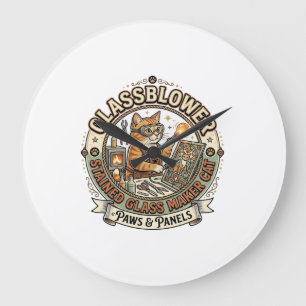 Glassblower Stained Glass Maker Cat Glassblower St Large Clock
