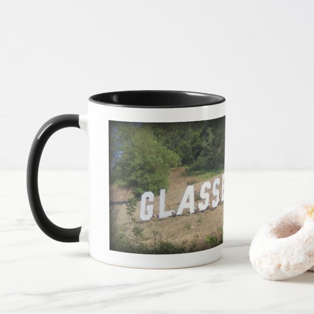 Glassellland Hollywood Sign in Glassell Park, CA Mug (With Donut)