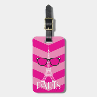 Glasses and Eiffel Tower Paris Luggage Tag