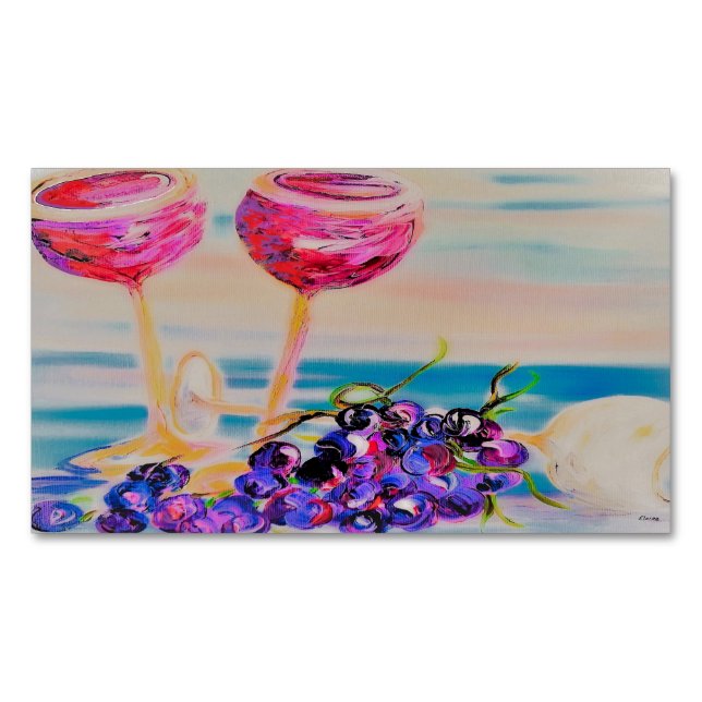 Glasses and Grapes Dreamy Style Magnetic Business Card (Front)