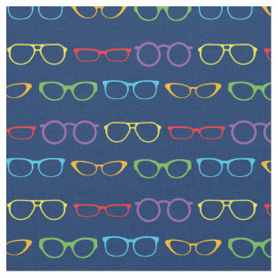 Glasses Cute Optician Rainbow Navy Fabric