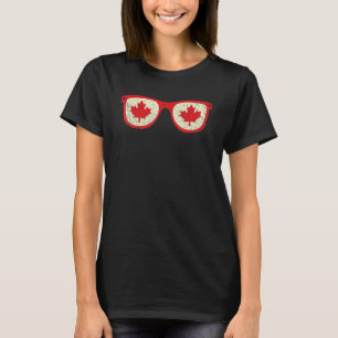 Glasses Distressed Canada Day Proud Canadian Flag T-Shirt