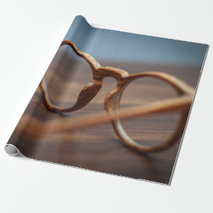 Glasses eye glasses frame wooden wrapping paper