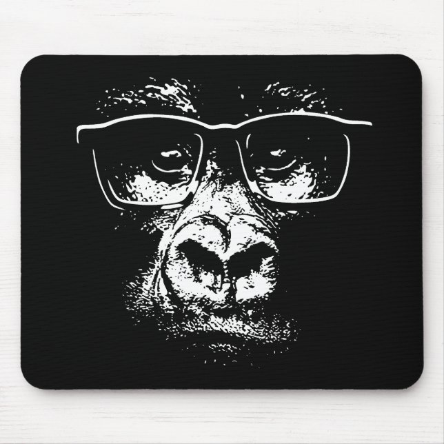 Glasses Gorilla Mouse Mat (Front)