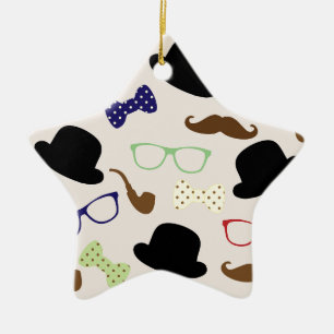 Glasses, Hats and Moustache Ceramic Tree Decoration