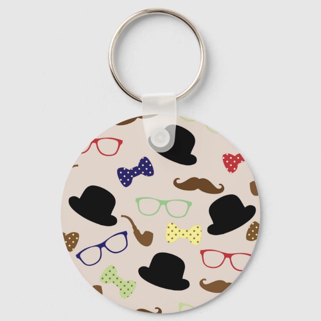 Glasses, Hats and Moustache Key Ring (Front)