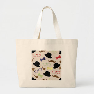 Glasses, Hats and Moustache Large Tote Bag