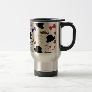 Glasses, Hats and Moustache Travel Mug