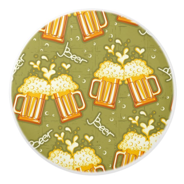 Glasses Of Beer Pattern Ceramic Knob (Front)